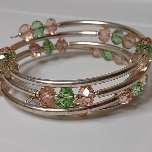 Metal And Glass Bead Expanding Wrap Around Bracelet - Picture 7 of 10